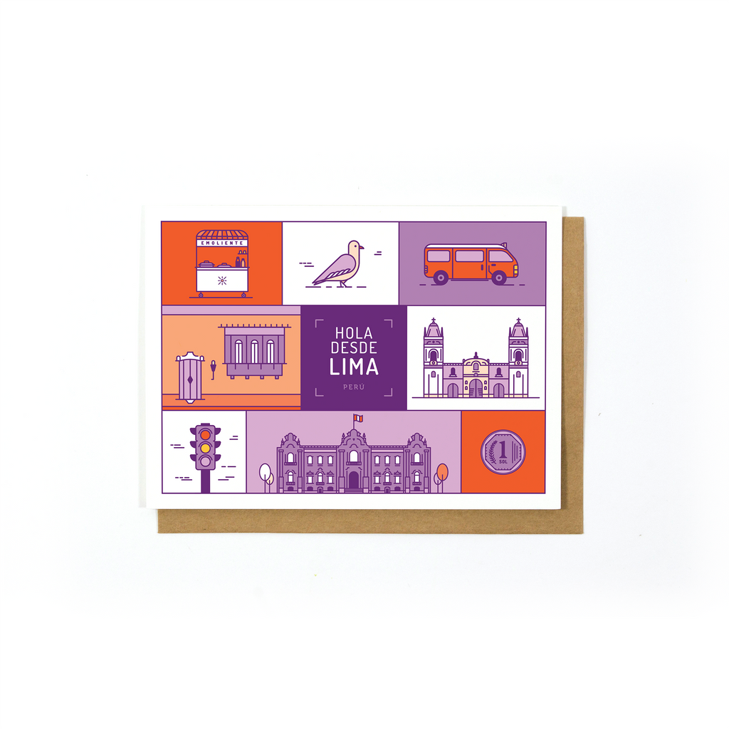 Tarjeta ilustrada Hola desde Lima