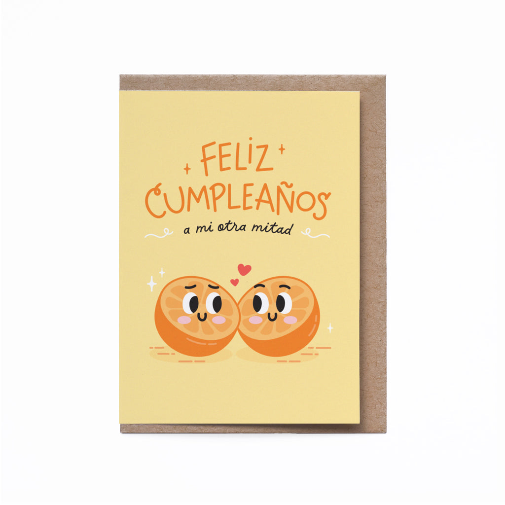 Tarjeta Feliz Cumple Naranja