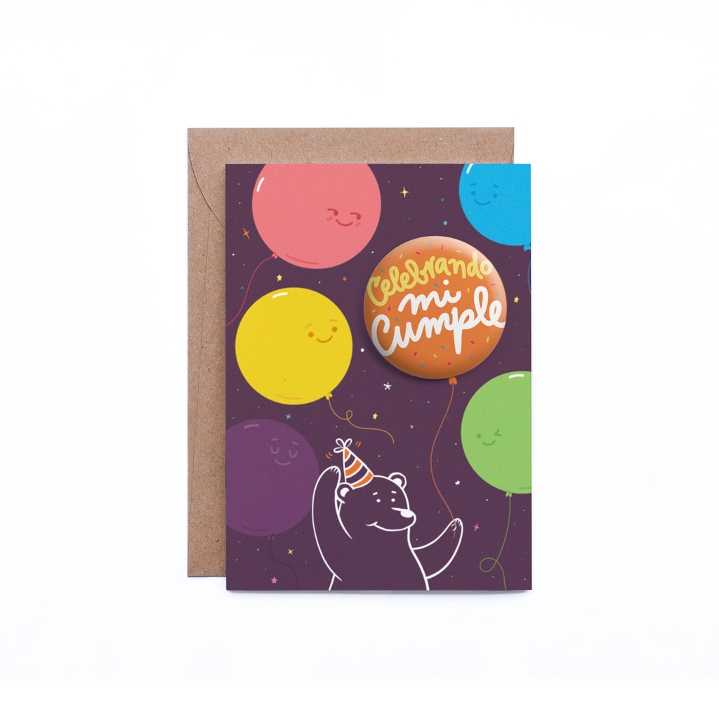 Tarjeta Pin Oso Celebrando