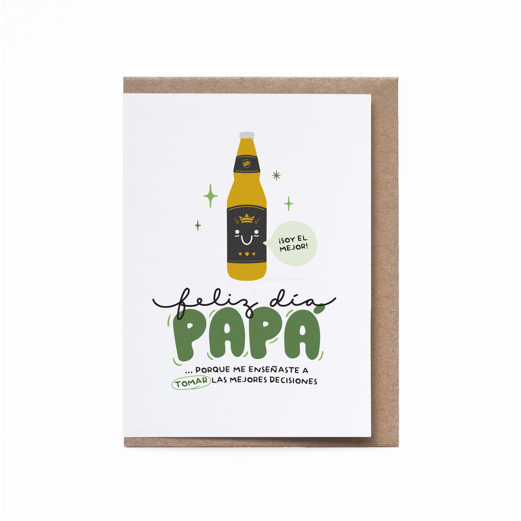 Tarjeta Feliz Día Papá Botella